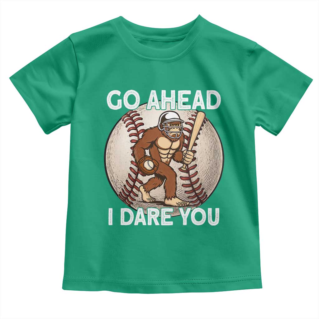 Funny Bigfoot Baseball Catcher Toddler T Shirt Go Ahead I Dare You Gift - Wonder Print Shop