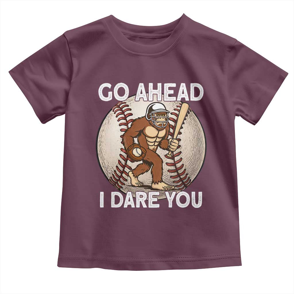 Funny Bigfoot Baseball Catcher Toddler T Shirt Go Ahead I Dare You Gift - Wonder Print Shop