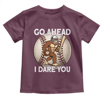 Funny Bigfoot Baseball Catcher Toddler T Shirt Go Ahead I Dare You Gift - Wonder Print Shop