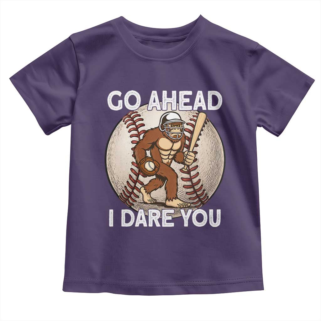 Funny Bigfoot Baseball Catcher Toddler T Shirt Go Ahead I Dare You Gift - Wonder Print Shop