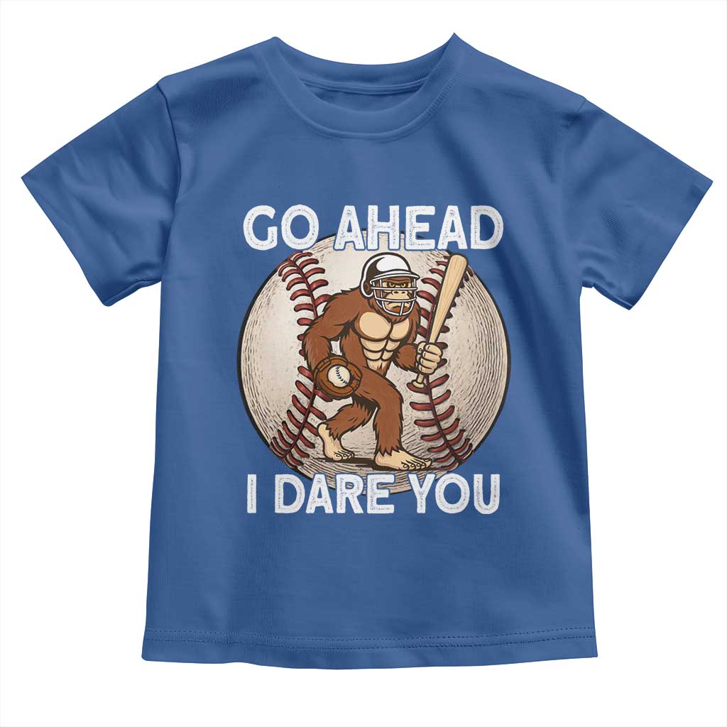 Funny Bigfoot Baseball Catcher Toddler T Shirt Go Ahead I Dare You Gift - Wonder Print Shop