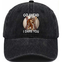 Funny Bigfoot Baseball Catcher Washed Cotton Baseball Cap Go Ahead I Dare You Gift