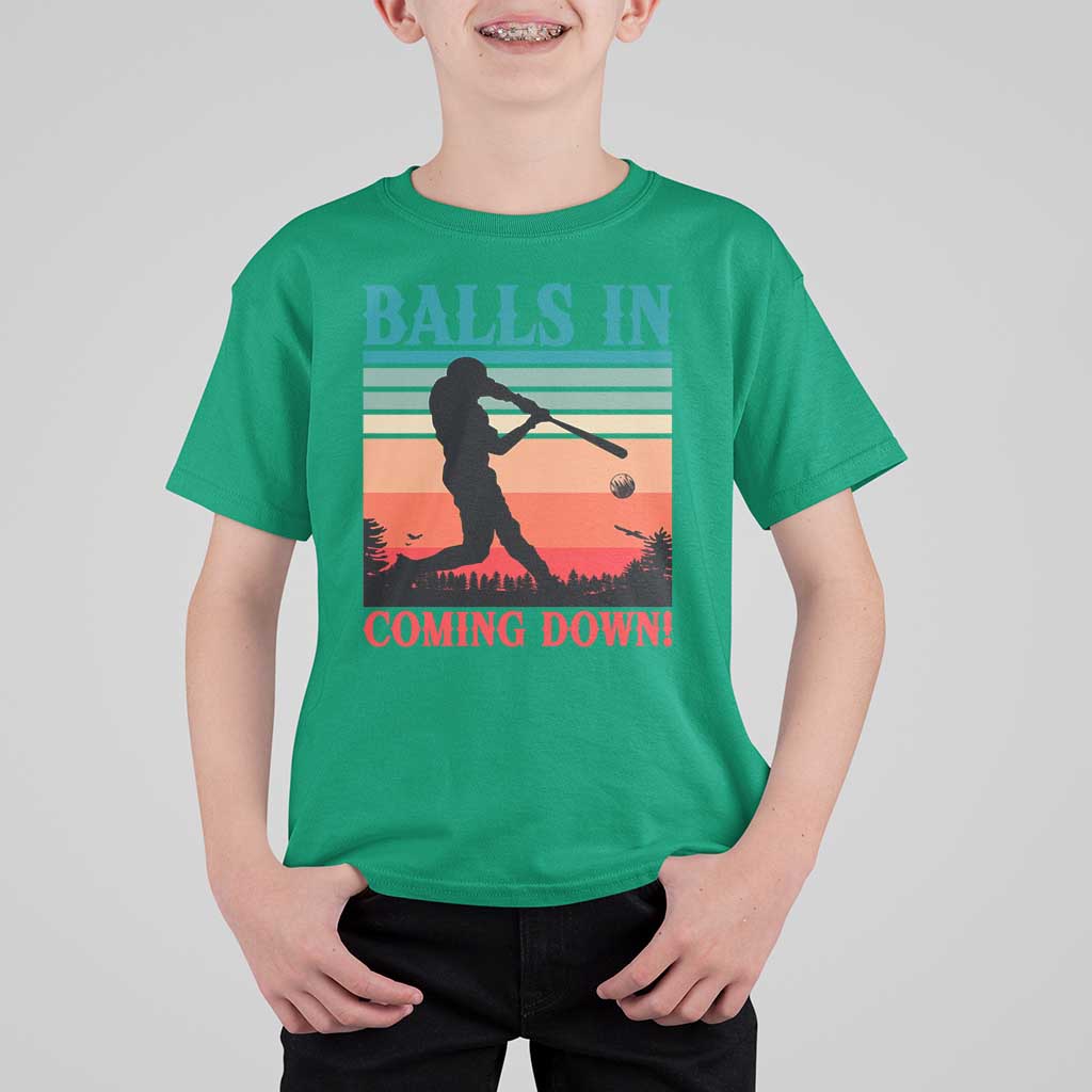 Funny BaseBall Lover T Shirt For Kid Balls In Coming Down - Wonder Print Shop