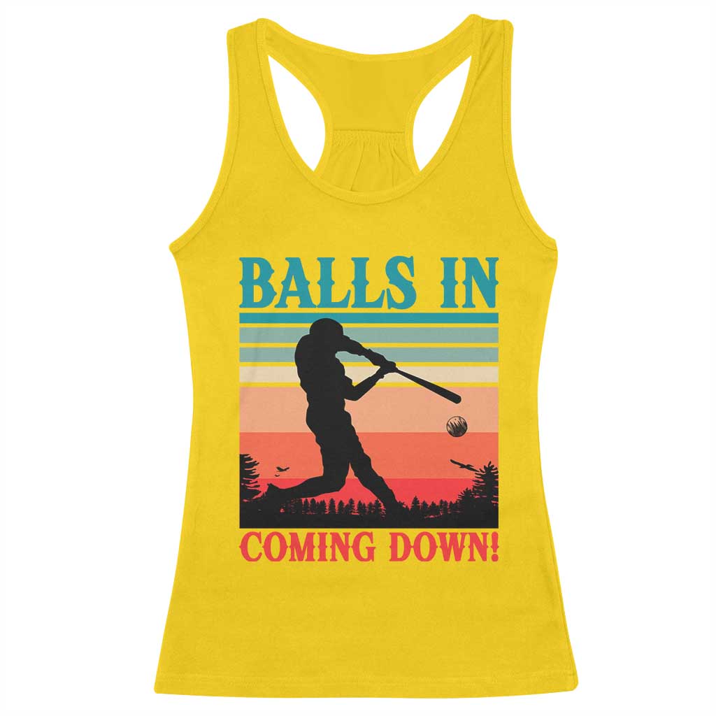 Funny BaseBall Lover Racerback Tank Top Balls In Coming Down - Wonder Print Shop