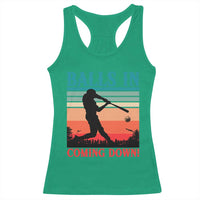 Funny BaseBall Lover Racerback Tank Top Balls In Coming Down - Wonder Print Shop