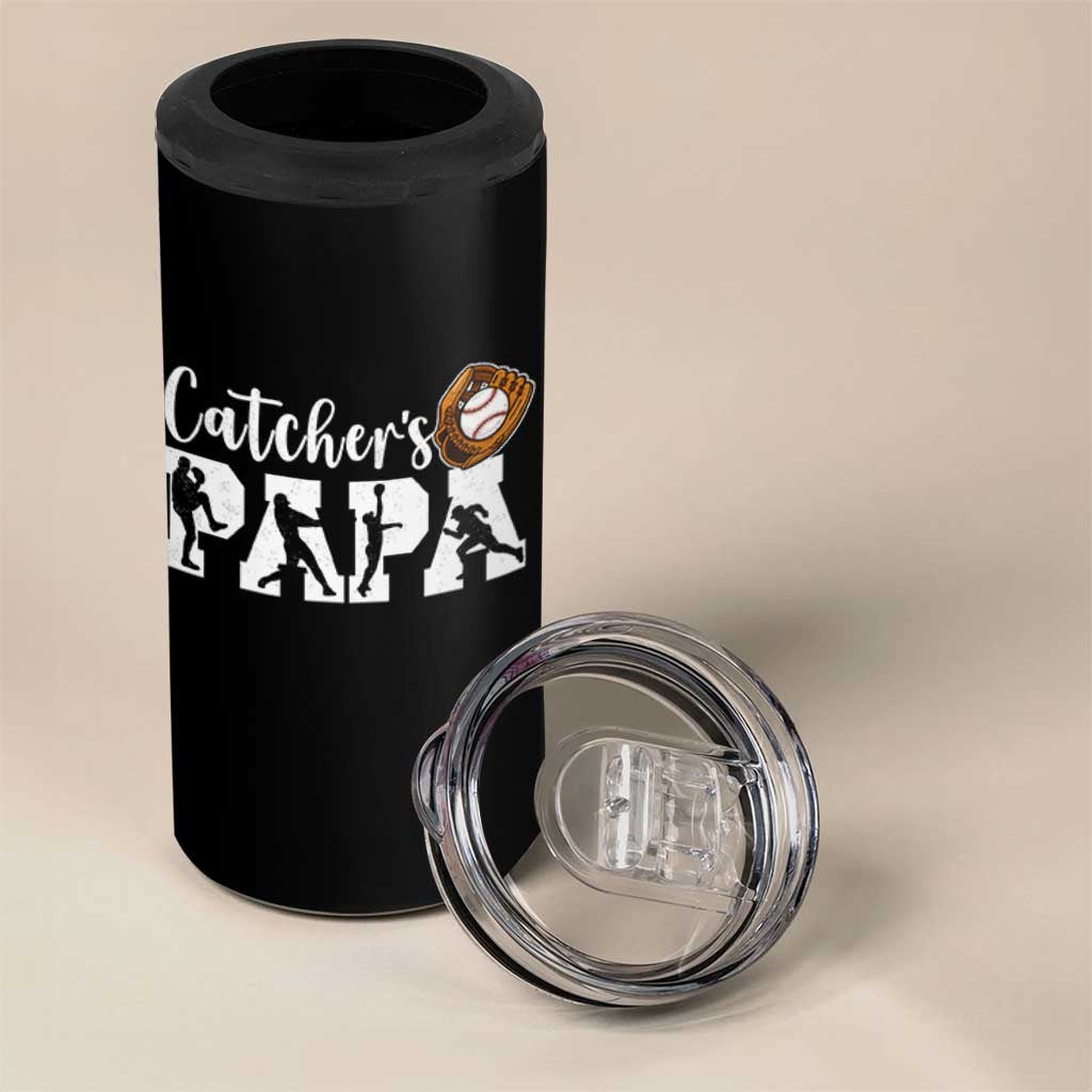 Catchers Papa 4 in 1 Can Cooler Tumbler Funny Gift For Catcher Player