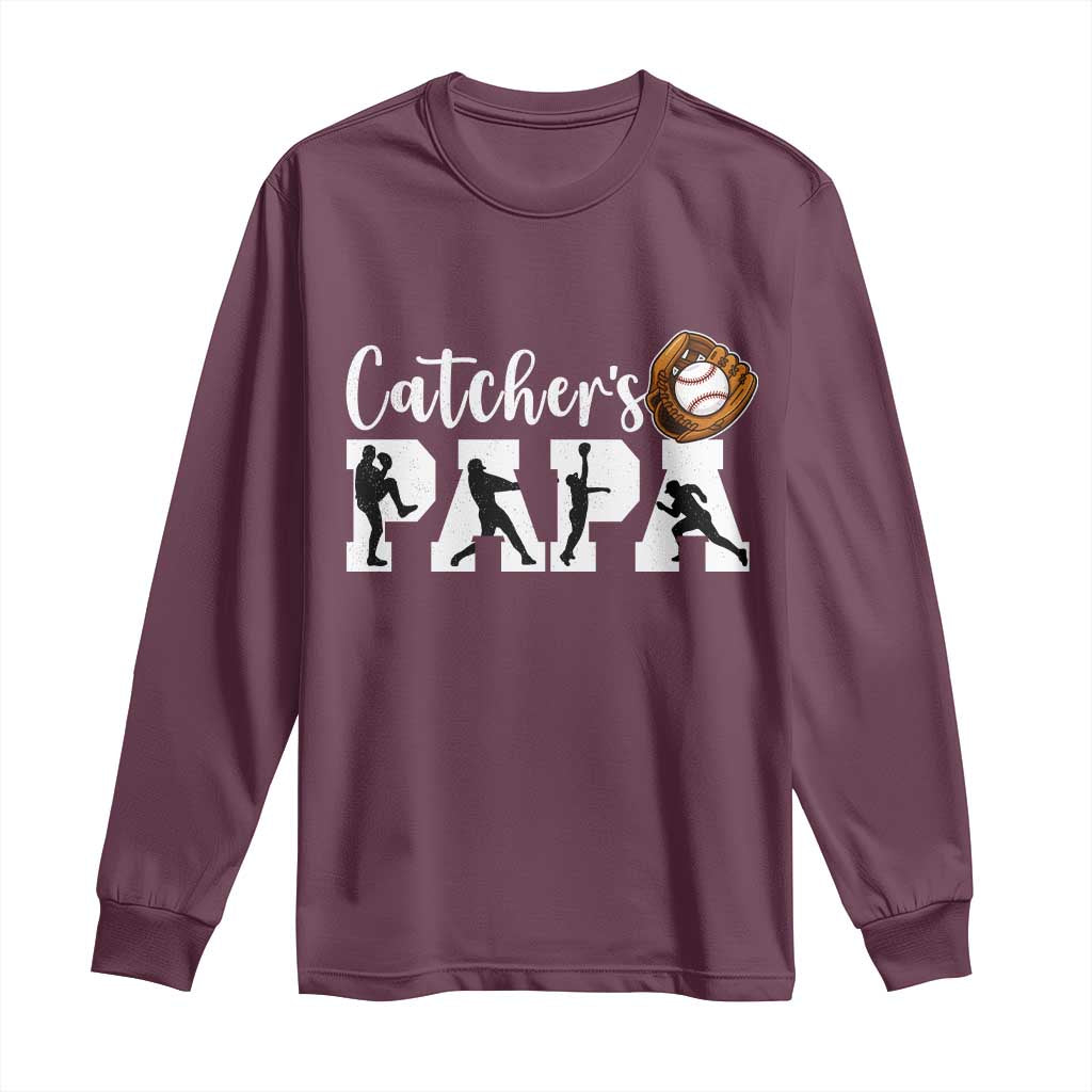 Catchers Papa Long Sleeve Shirt Funny Gift For Catcher Player - Wonder Print Shop