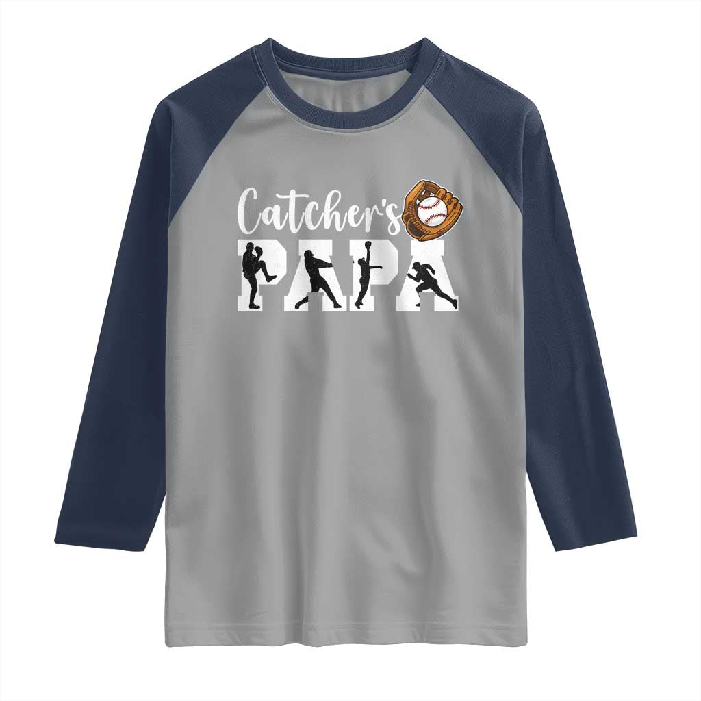 Catchers Papa Raglan Shirt Funny Gift For Catcher Player - Wonder Print Shop