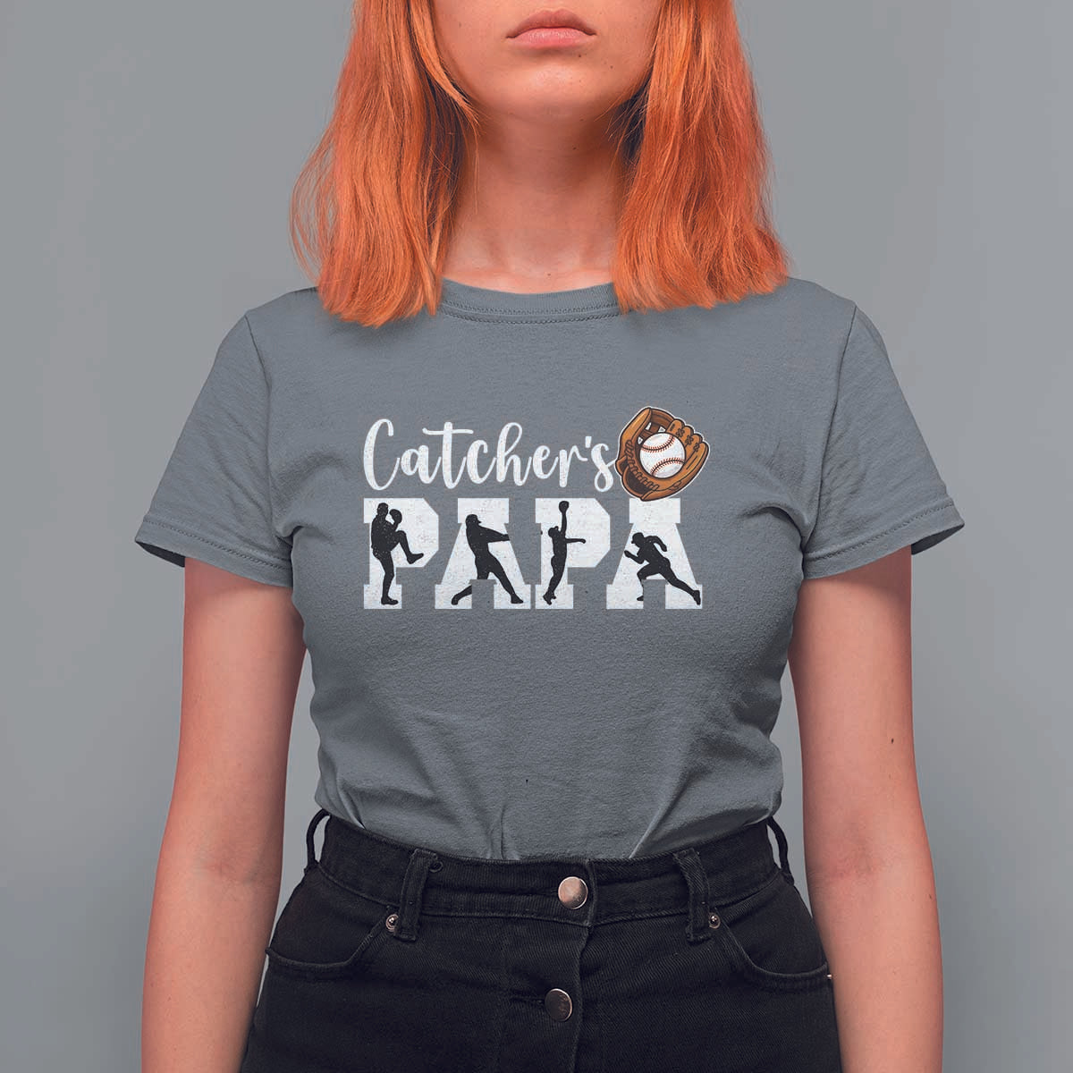 Catchers Papa T Shirt For Women Funny Gift For Catcher Player - Wonder Print Shop