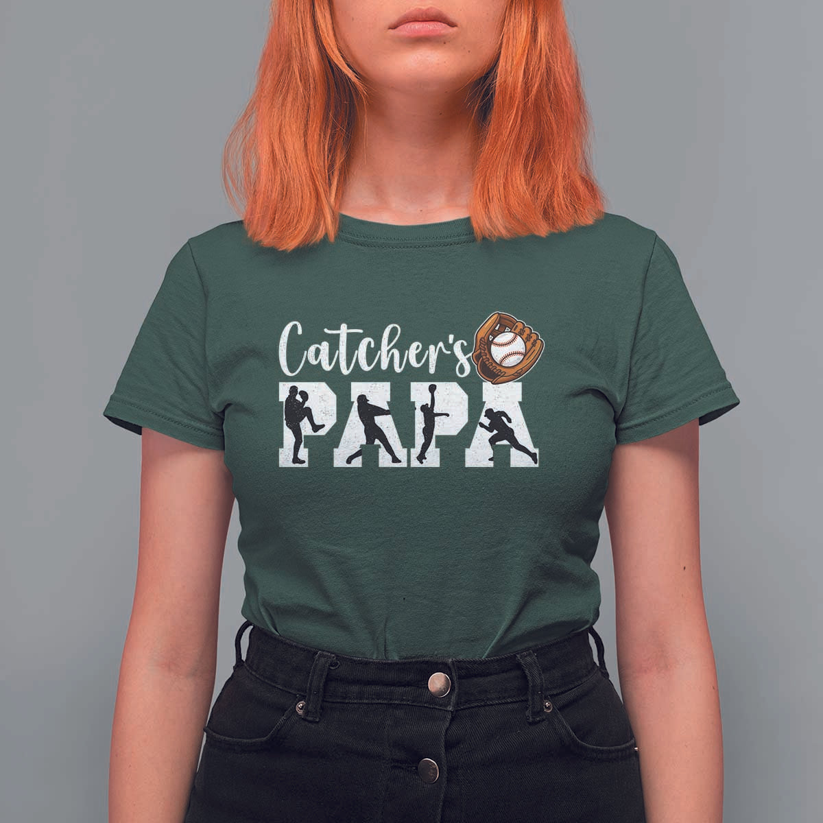Catchers Papa T Shirt For Women Funny Gift For Catcher Player - Wonder Print Shop
