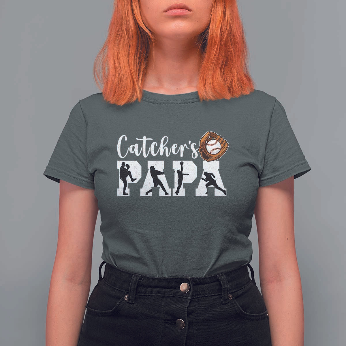 Catchers Papa T Shirt For Women Funny Gift For Catcher Player - Wonder Print Shop