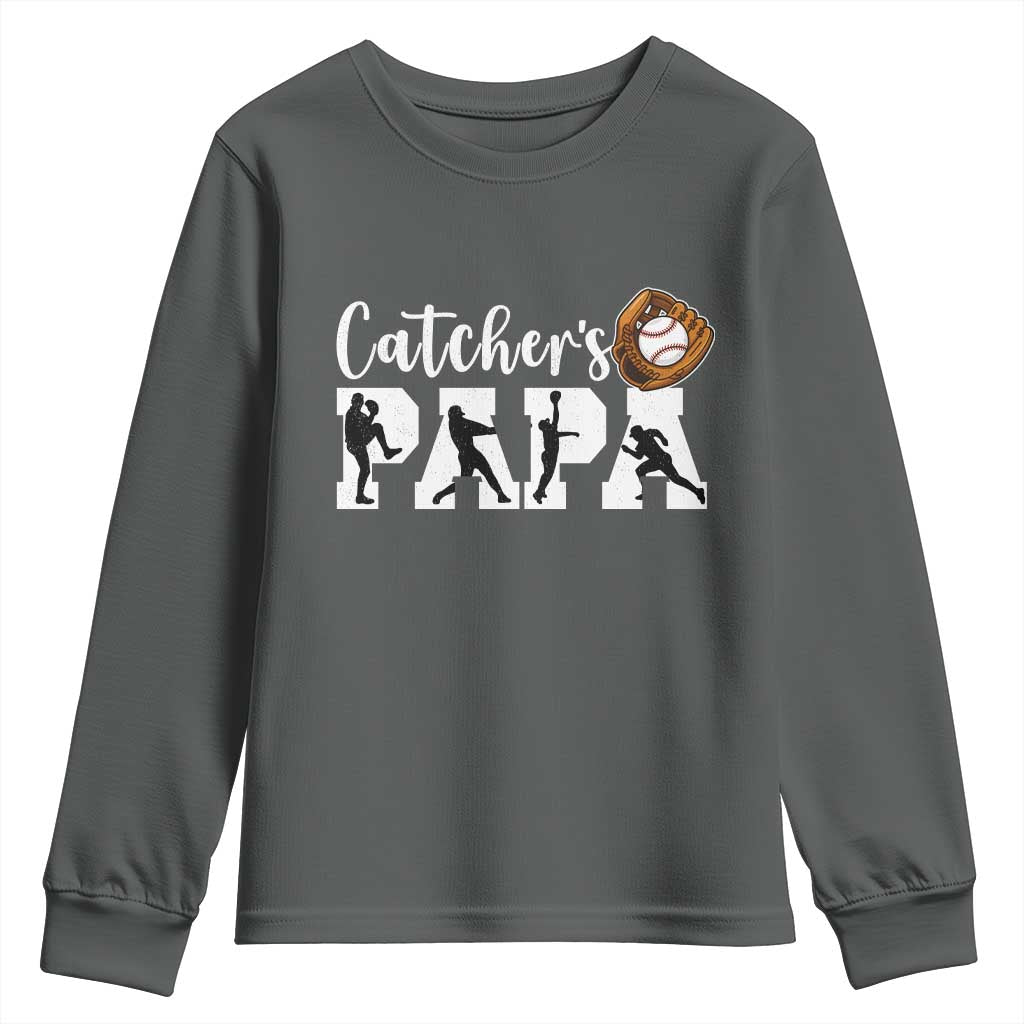 Catchers Papa Youth Sweatshirt Funny Gift For Catcher Player - Wonder Print Shop