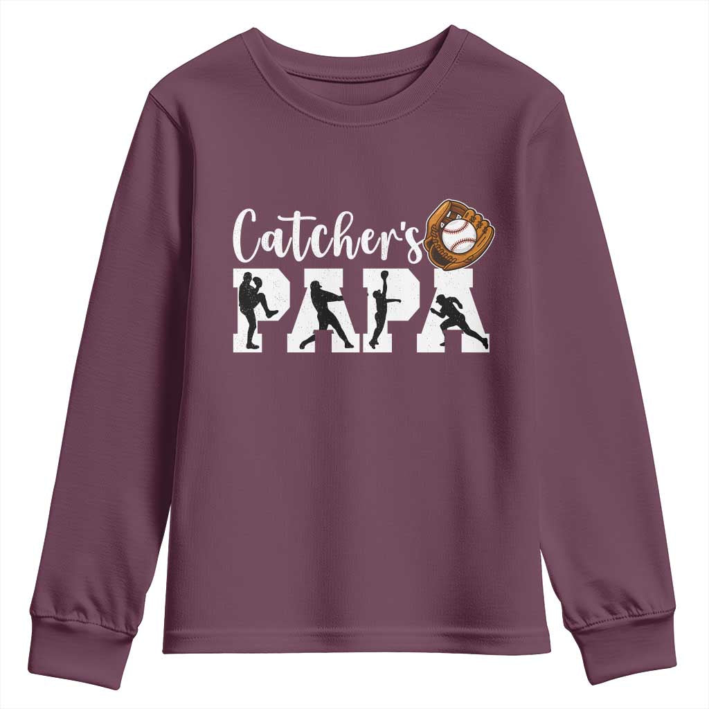 Catchers Papa Youth Sweatshirt Funny Gift For Catcher Player - Wonder Print Shop
