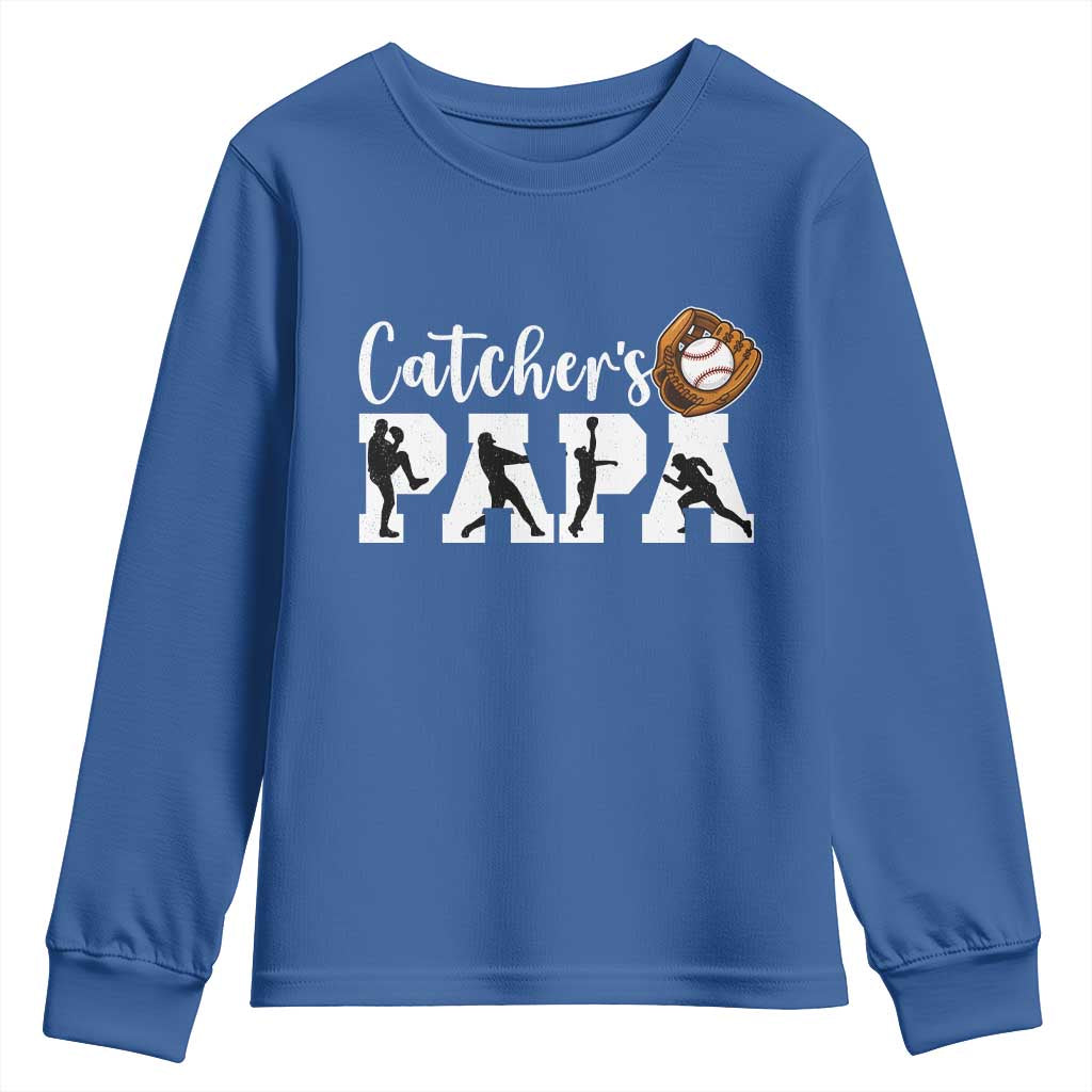 Catchers Papa Youth Sweatshirt Funny Gift For Catcher Player - Wonder Print Shop