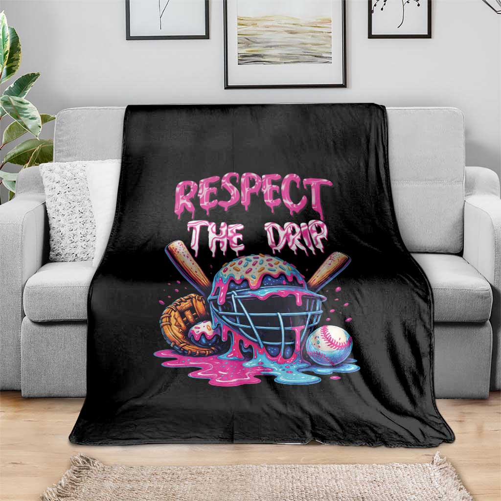 Funny Respect The Drip Baseball Mask Throw Blanket Sports Lover