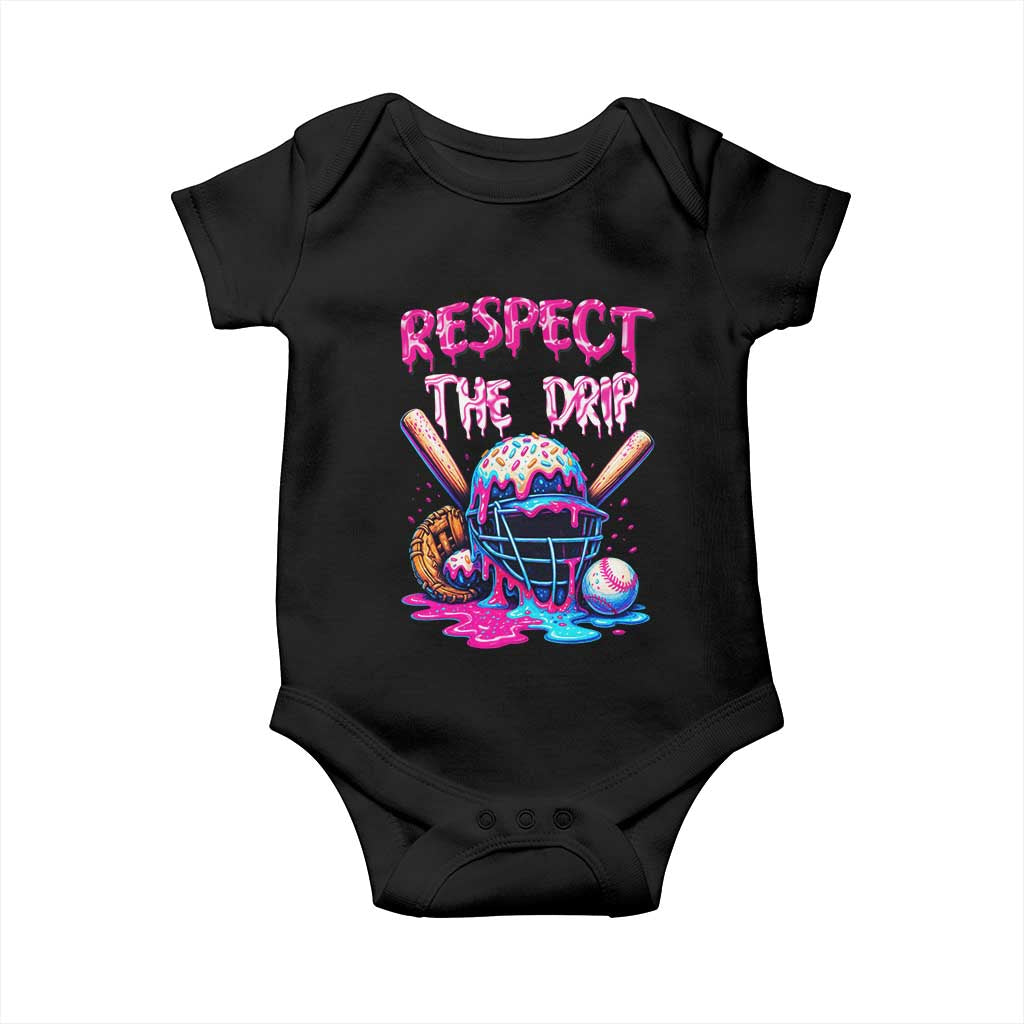 Funny Respect The Drip Baseball Mask Baby Onesie Sports Lover