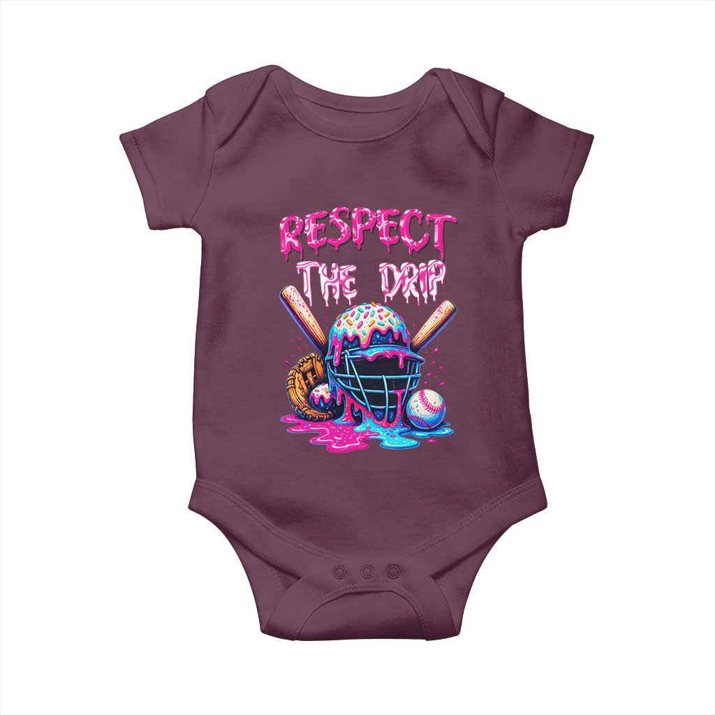 Funny Respect The Drip Baseball Mask Baby Onesie Sports Lover