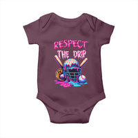 Funny Respect The Drip Baseball Mask Baby Onesie Sports Lover
