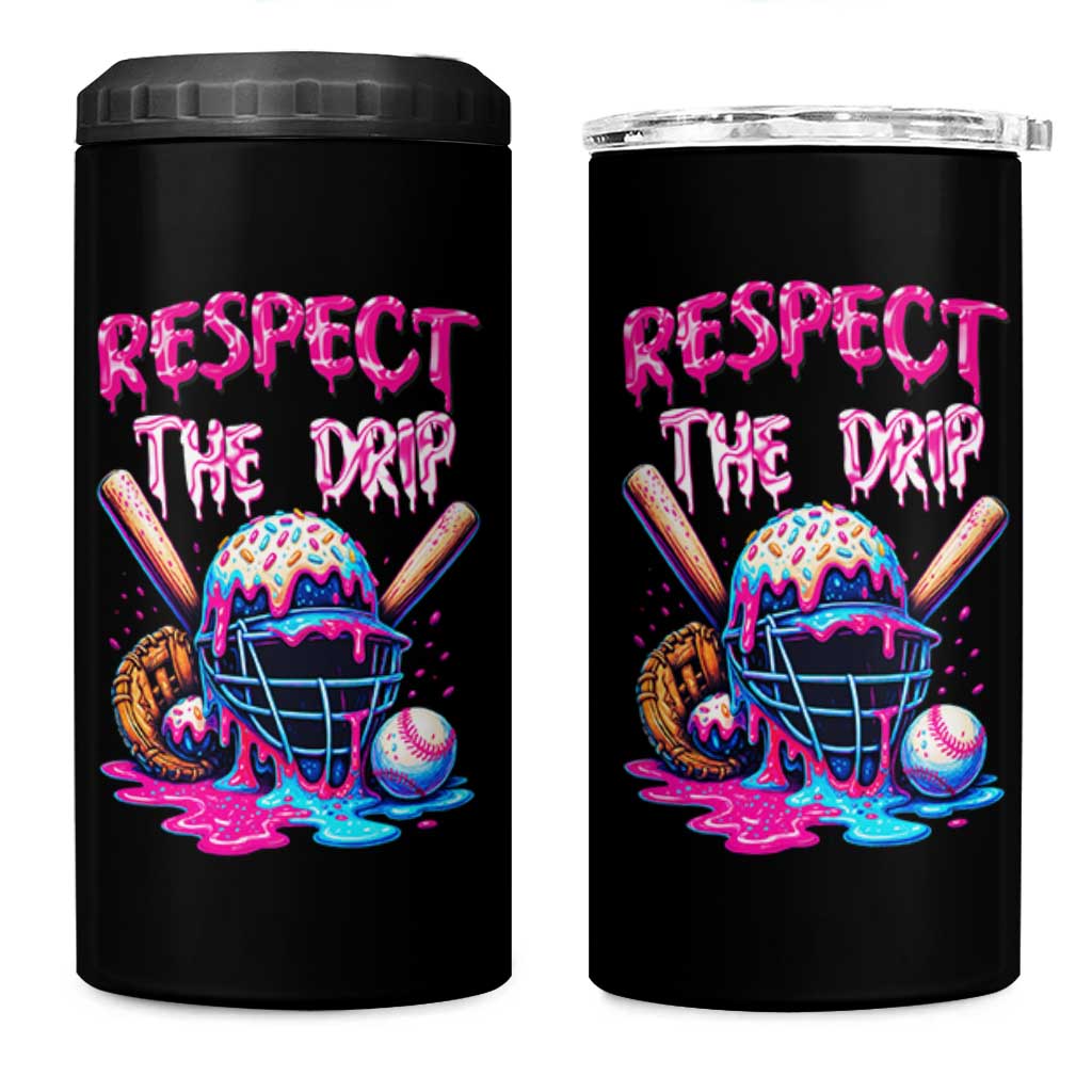 Funny Respect The Drip Baseball Mask 4 in 1 Can Cooler Tumbler Sports Lover