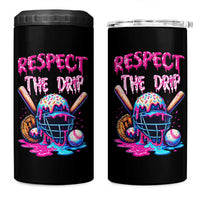 Funny Respect The Drip Baseball Mask 4 in 1 Can Cooler Tumbler Sports Lover
