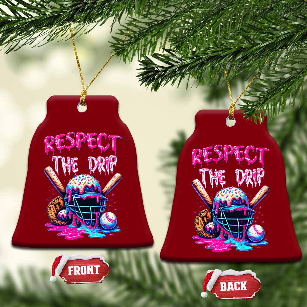 Funny Respect The Drip Baseball Mask Ceramic Ornament Sports Lover