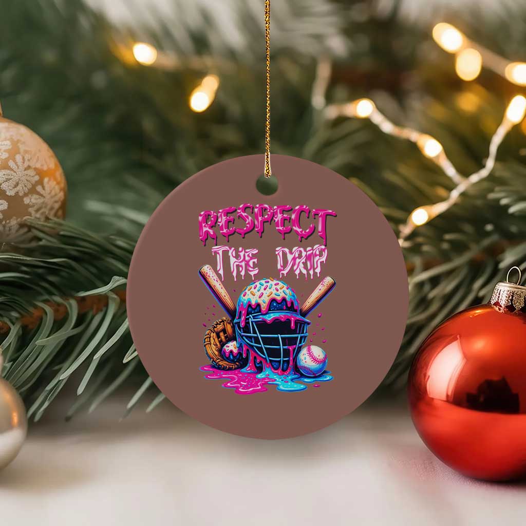 Funny Respect The Drip Baseball Mask Ceramic Ornament Sports Lover