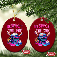 Funny Respect The Drip Baseball Mask Ceramic Ornament Sports Lover
