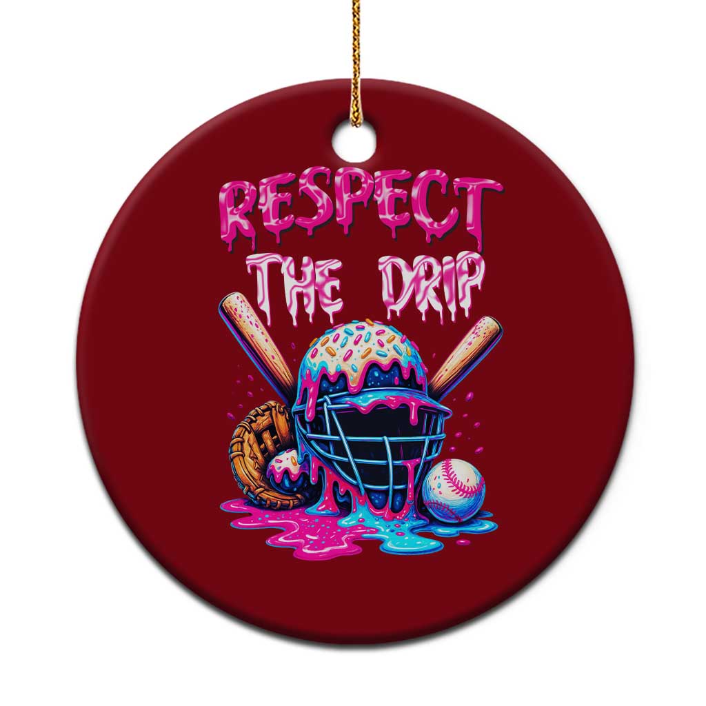 Funny Respect The Drip Baseball Mask Ceramic Ornament Sports Lover