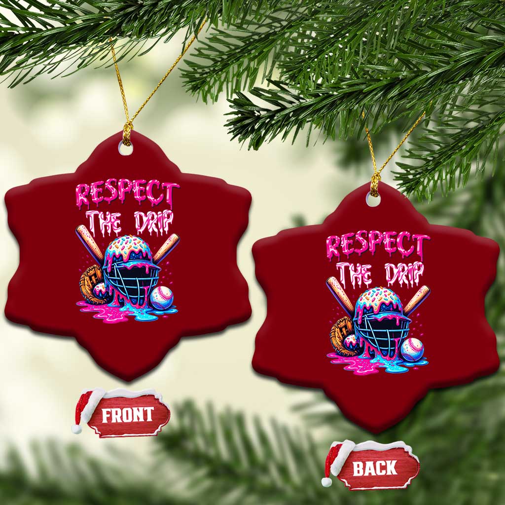 Funny Respect The Drip Baseball Mask Ceramic Ornament Sports Lover