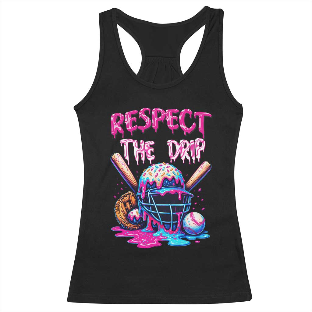 Funny Respect The Drip Baseball Mask Racerback Tank Top Sports Lover
