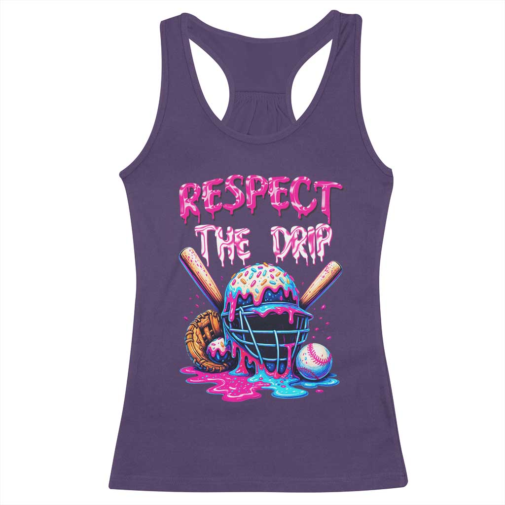 Funny Respect The Drip Baseball Mask Racerback Tank Top Sports Lover