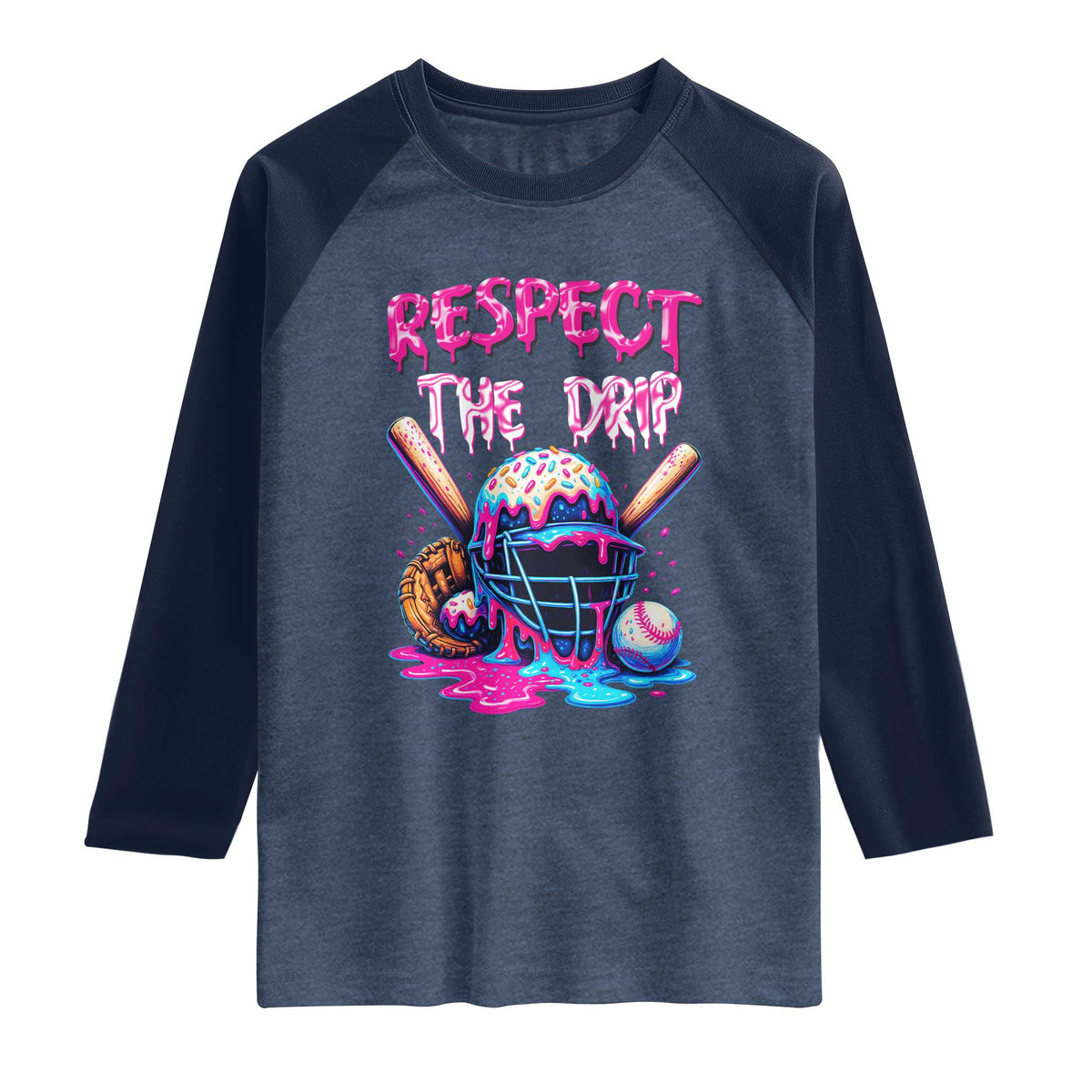 Funny Respect The Drip Baseball Mask Raglan Shirt Sports Lover