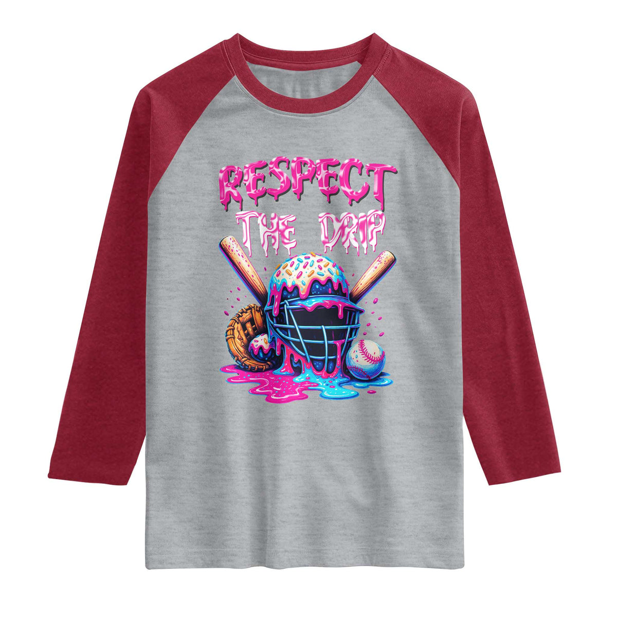 Funny Respect The Drip Baseball Mask Raglan Shirt Sports Lover