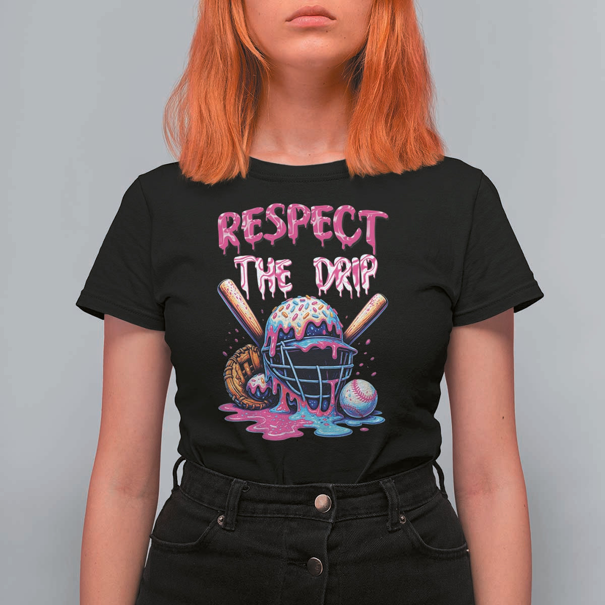 Funny Respect The Drip Baseball Mask T Shirt For Women Sports Lover