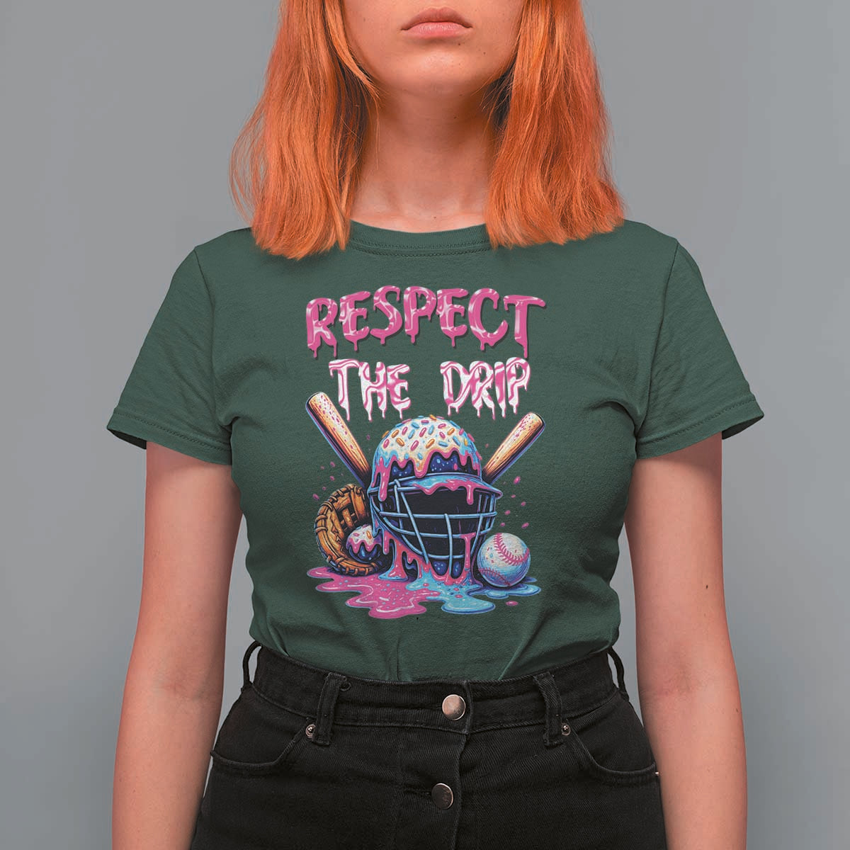 Funny Respect The Drip Baseball Mask T Shirt For Women Sports Lover