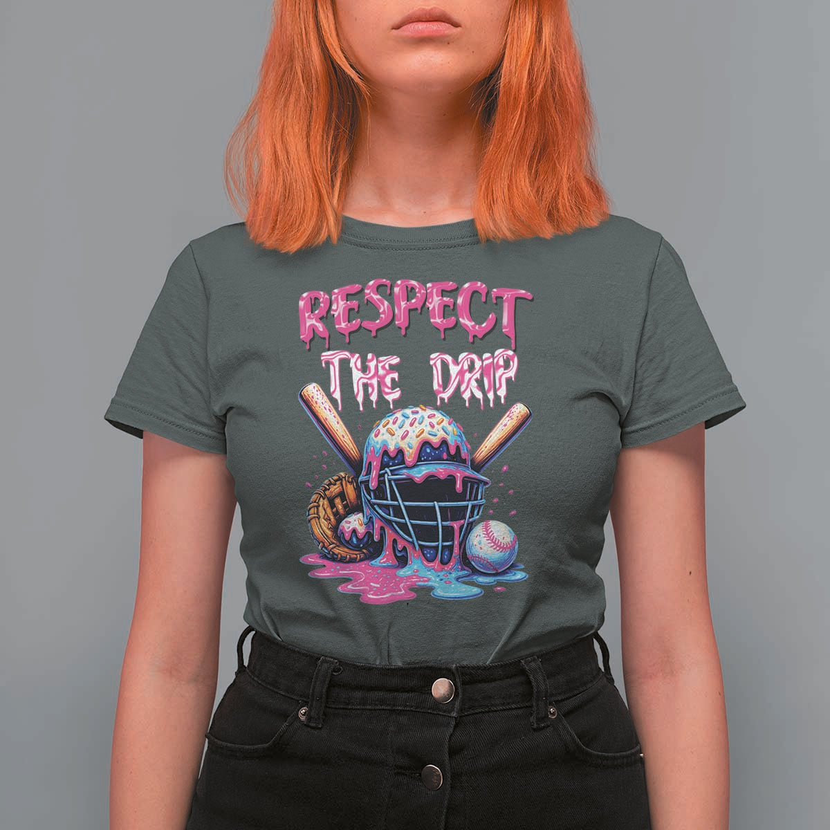 Funny Respect The Drip Baseball Mask T Shirt For Women Sports Lover