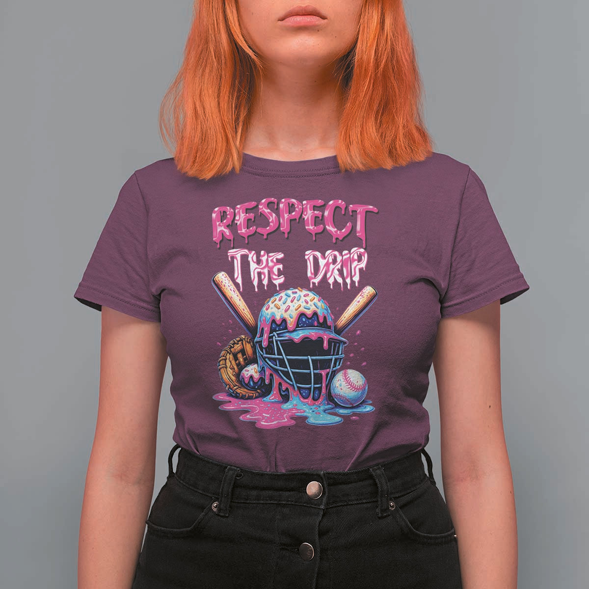 Funny Respect The Drip Baseball Mask T Shirt For Women Sports Lover