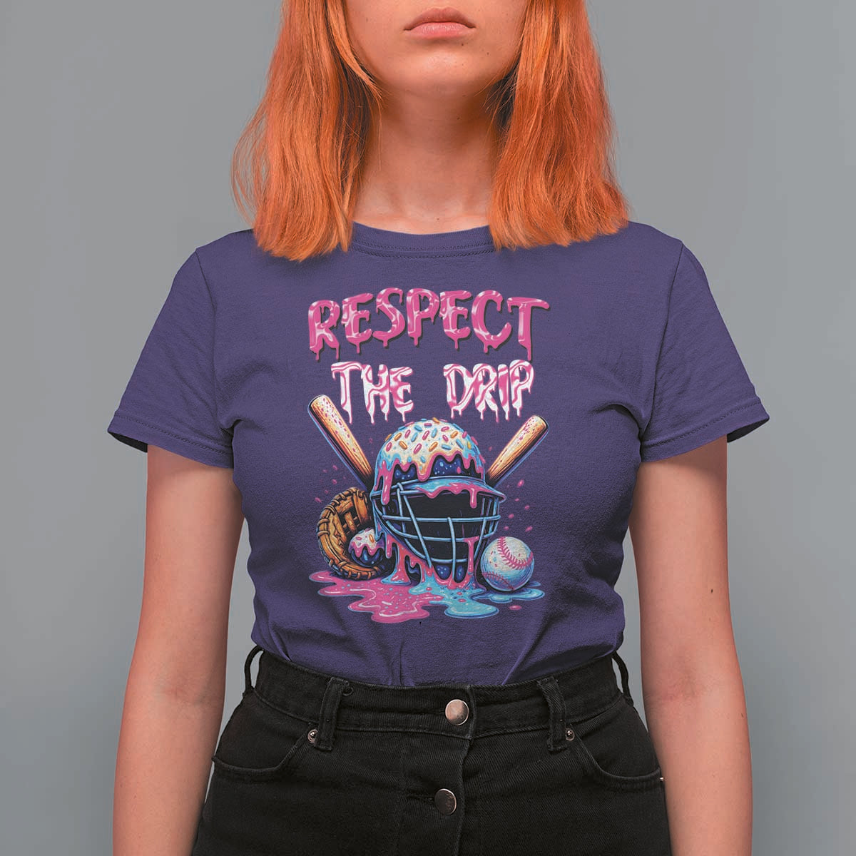 Funny Respect The Drip Baseball Mask T Shirt For Women Sports Lover