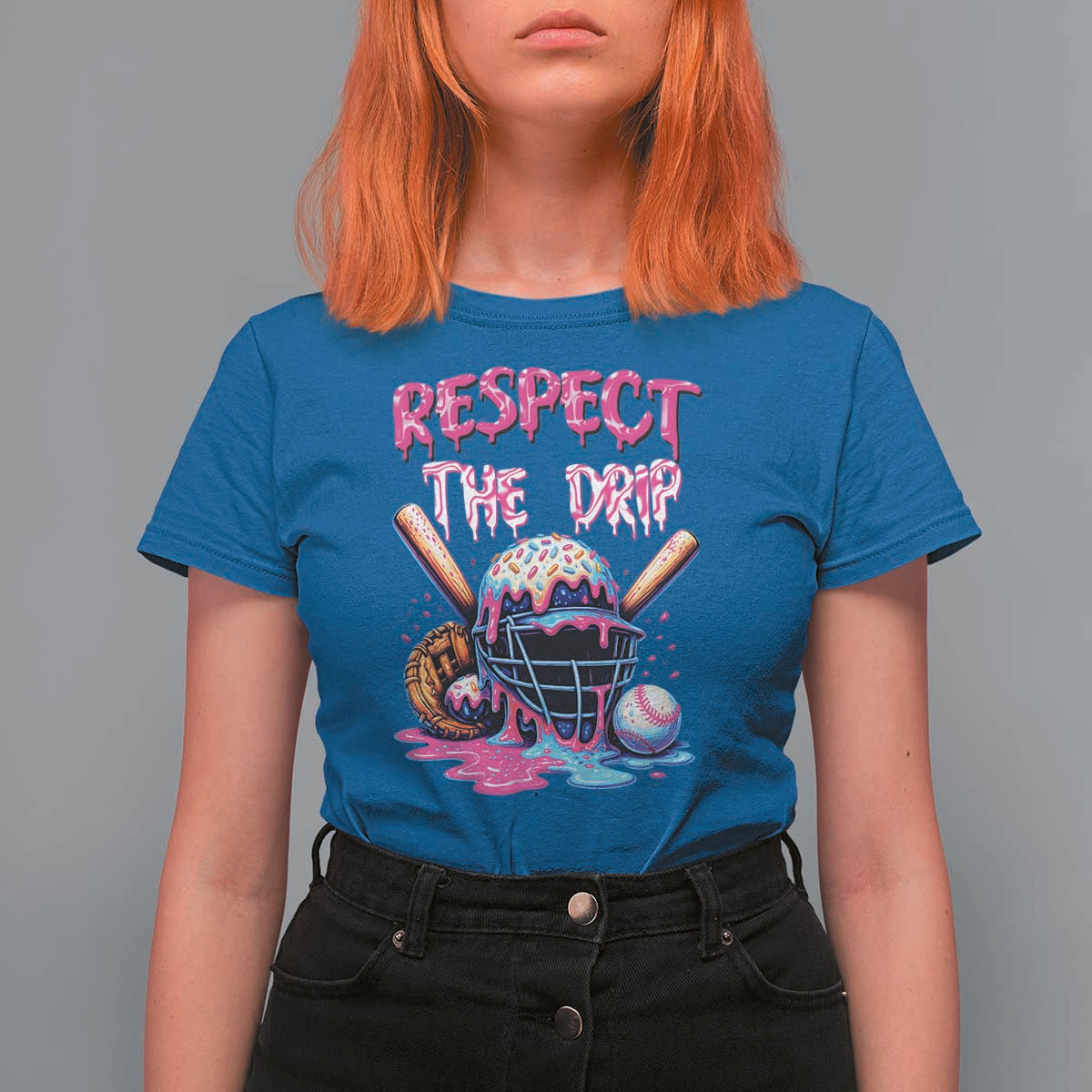 Funny Respect The Drip Baseball Mask T Shirt For Women Sports Lover