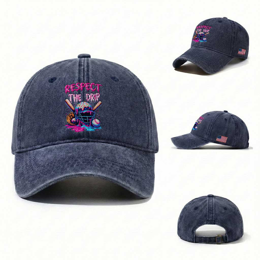 Funny Respect The Drip Baseball Mask Washed Cotton Baseball Cap Sports Lover