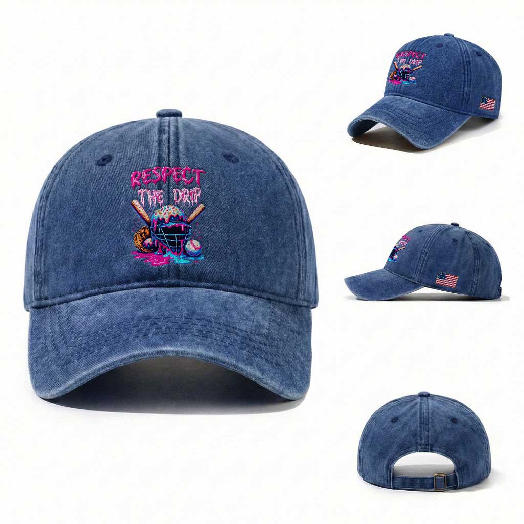 Funny Respect The Drip Baseball Mask Washed Cotton Baseball Cap Sports Lover