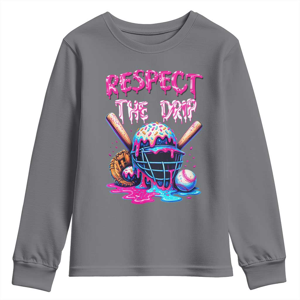 Funny Respect The Drip Baseball Mask Youth Sweatshirt Sports Lover