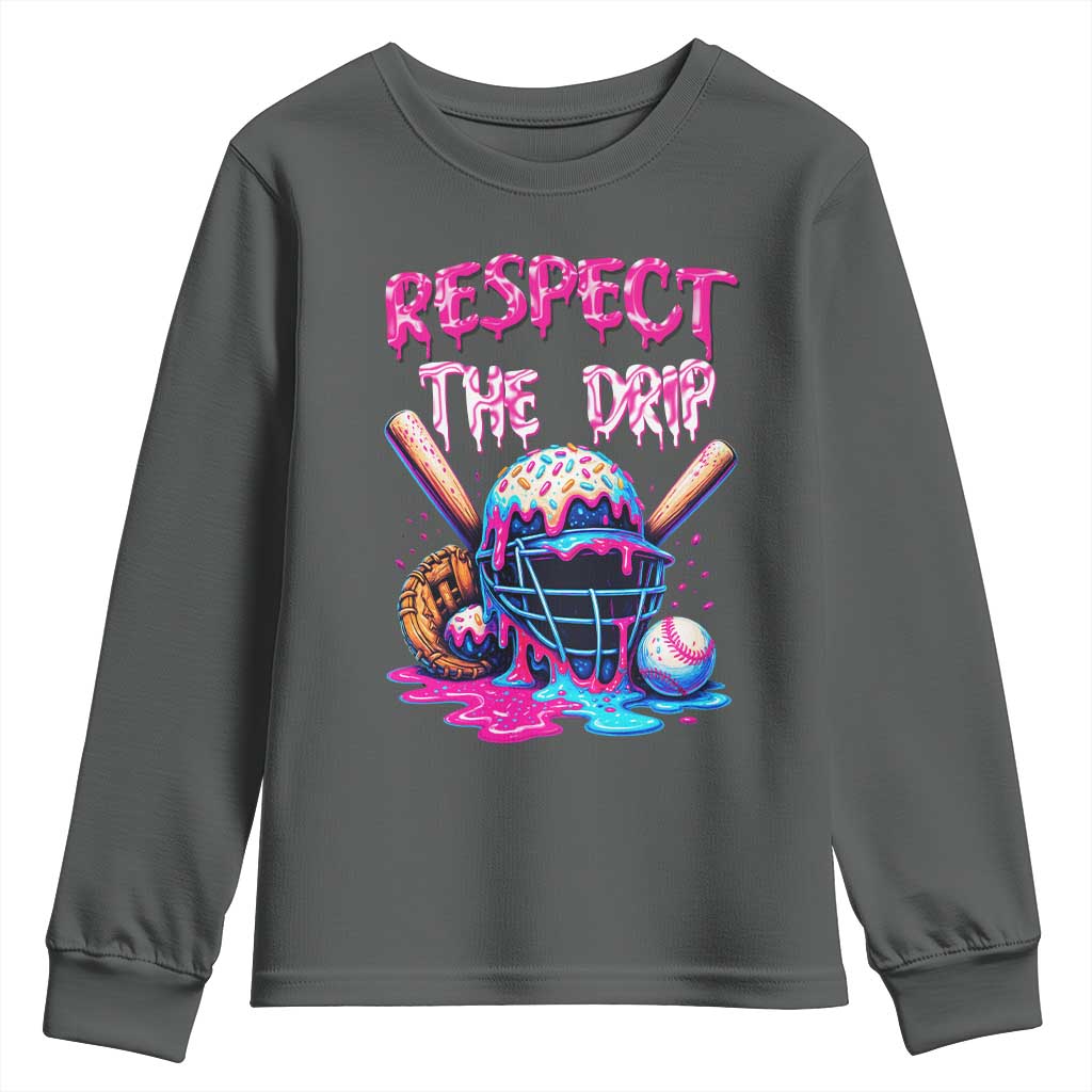 Funny Respect The Drip Baseball Mask Youth Sweatshirt Sports Lover