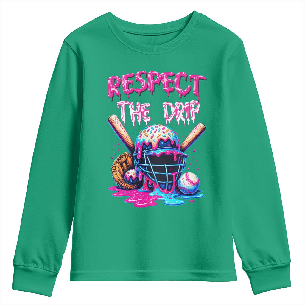 Funny Respect The Drip Baseball Mask Youth Sweatshirt Sports Lover
