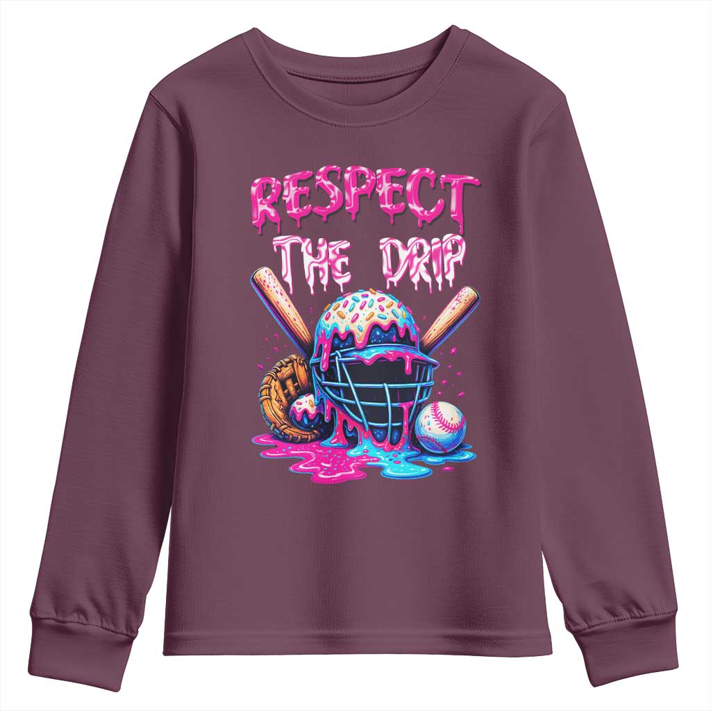 Funny Respect The Drip Baseball Mask Youth Sweatshirt Sports Lover