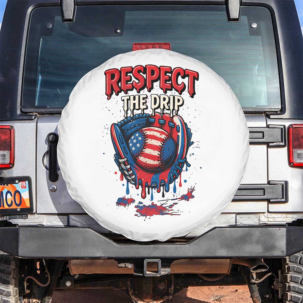 Respect The Drip Spare Tire Cover Patriotic Baseball USA Sports Lover - Wonder Print Shop
