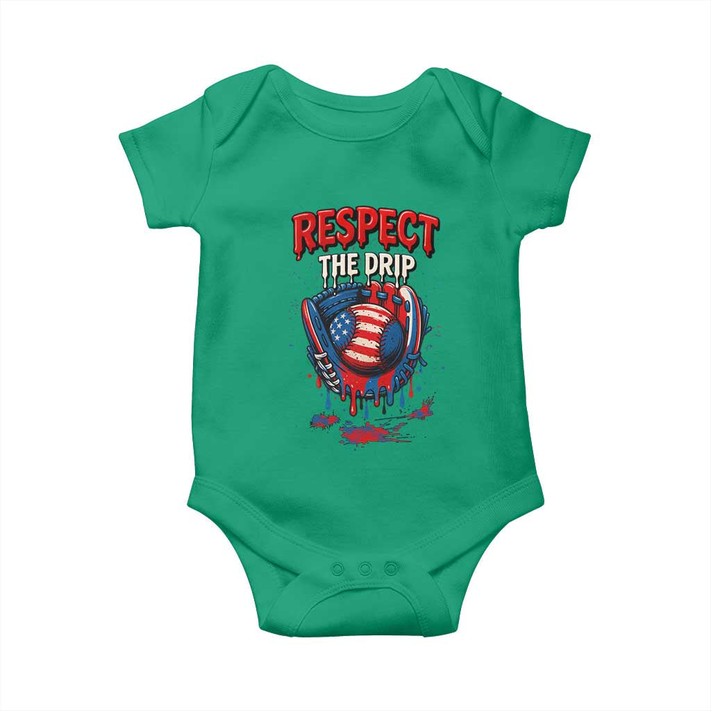 Respect The Drip Baby Onesie Patriotic Baseball USA Sports Lover - Wonder Print Shop