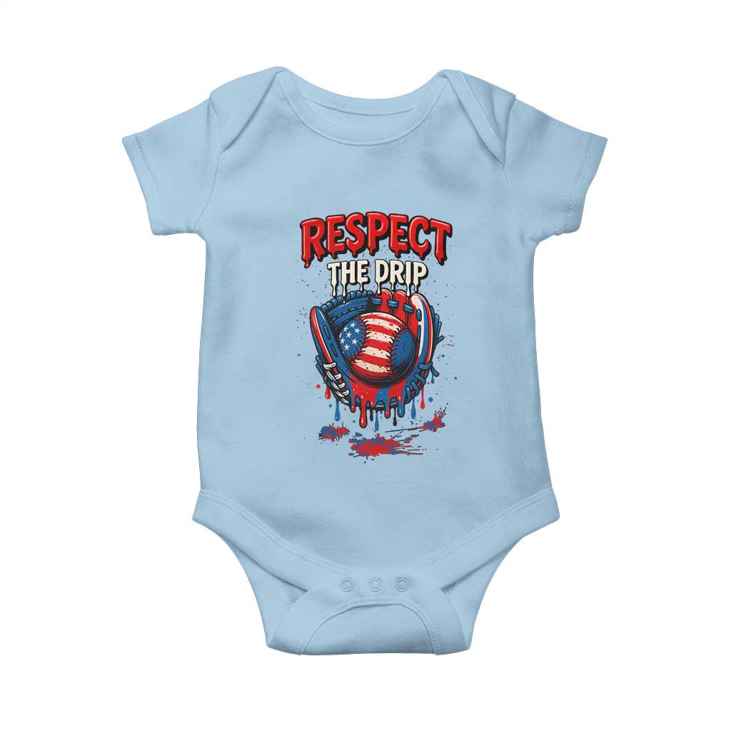Respect The Drip Baby Onesie Patriotic Baseball USA Sports Lover - Wonder Print Shop
