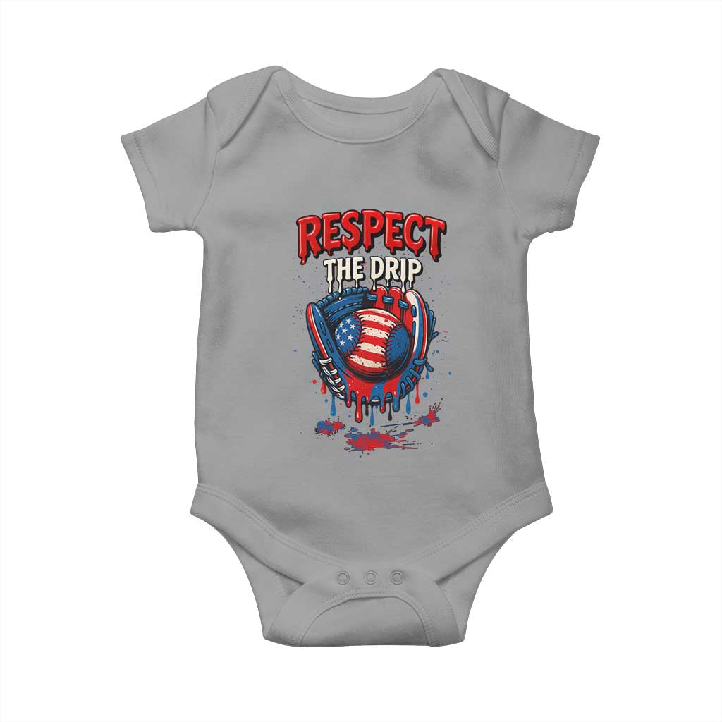 Respect The Drip Baby Onesie Patriotic Baseball USA Sports Lover - Wonder Print Shop