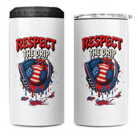 Respect The Drip 4 in 1 Can Cooler Tumbler Patriotic Baseball USA Sports Lover